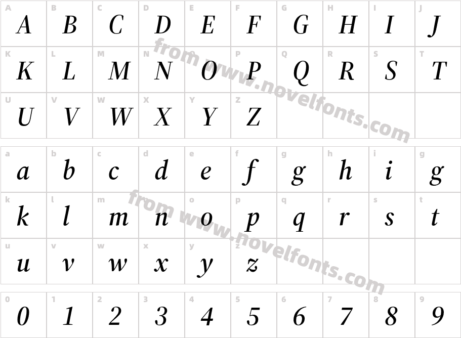 Source Serif 4 Display Semibold ItalicCharacter Map