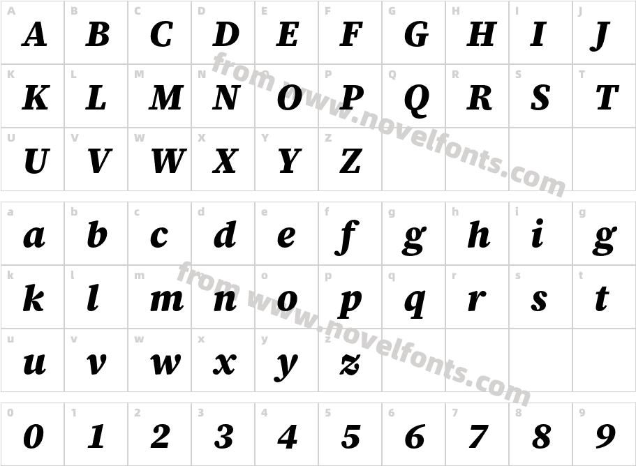 Source Serif 4 Sm Text Black ItalicCharacter Map