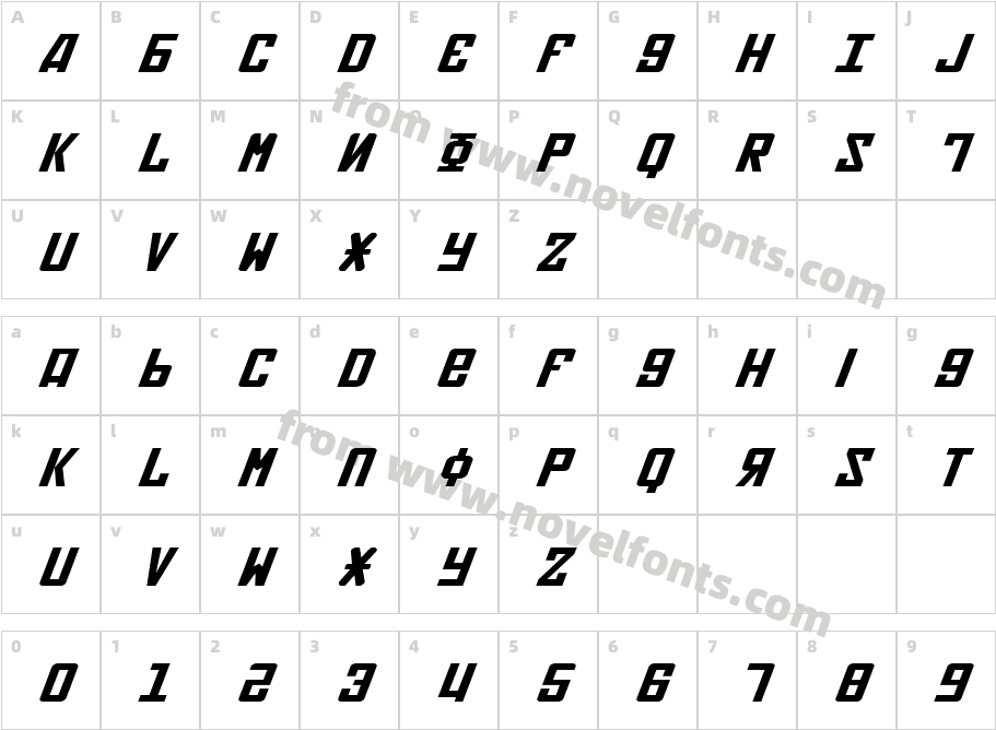 Soviet Expanded ItalicCharacter Map