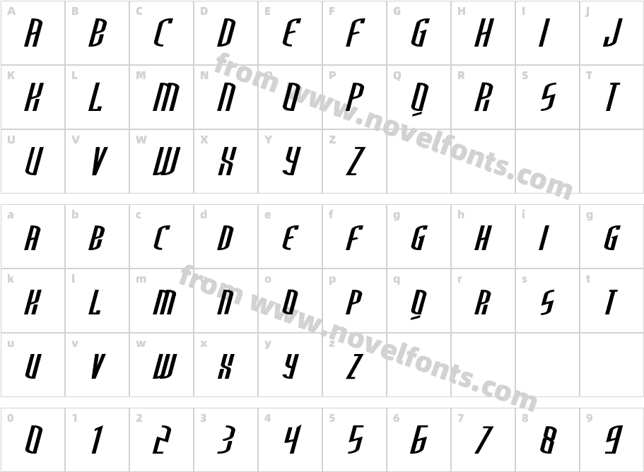 Space Cowboy ObliqueCharacter Map