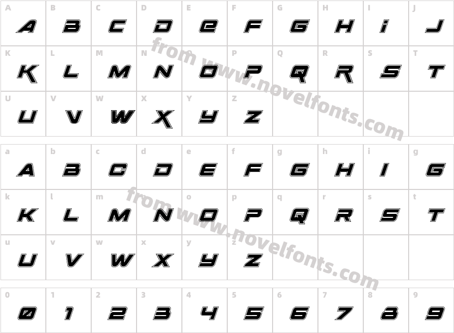 Space Ranger Academy ItalicCharacter Map