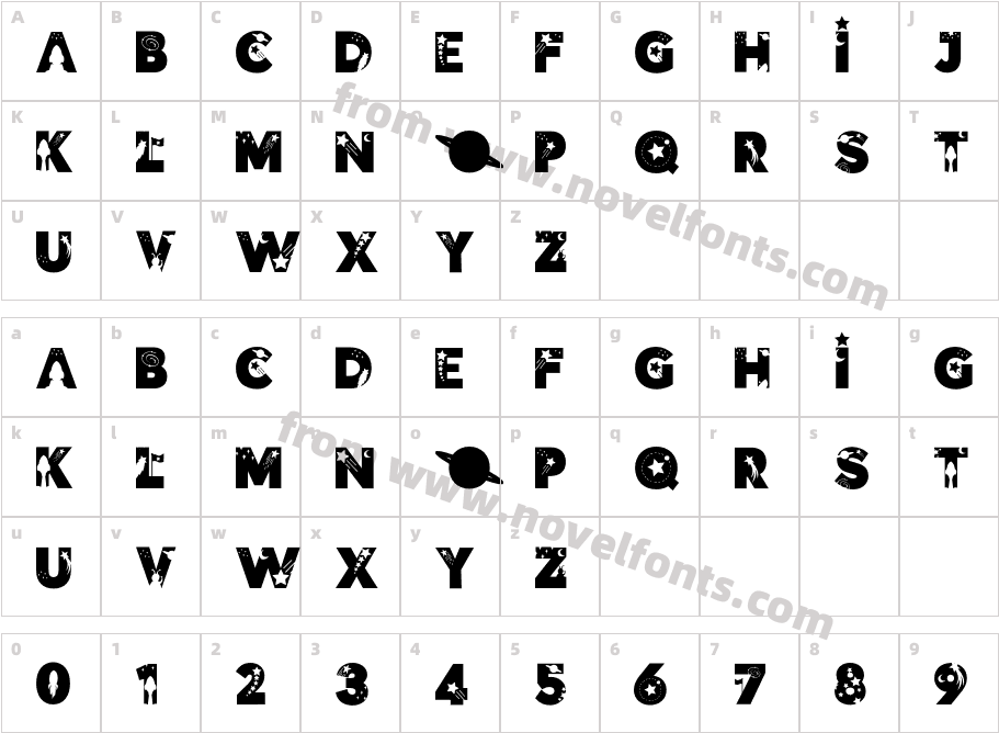 Space Silhouette Font RegularCharacter Map