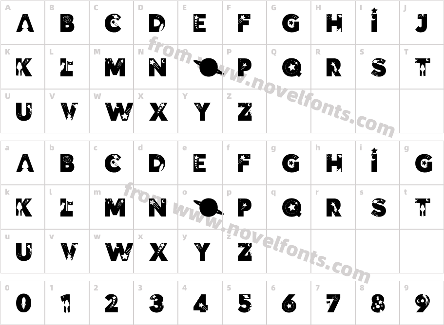 Space Silhouette Font RegularCharacter Map