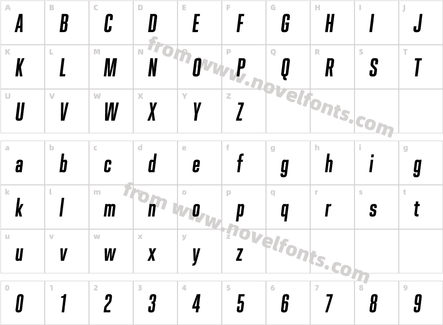 Spaceland Nine ObliqueCharacter Map