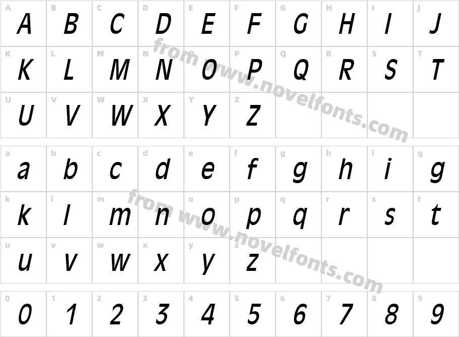 Antiqua 101 Condensed ItalicCharacter Map