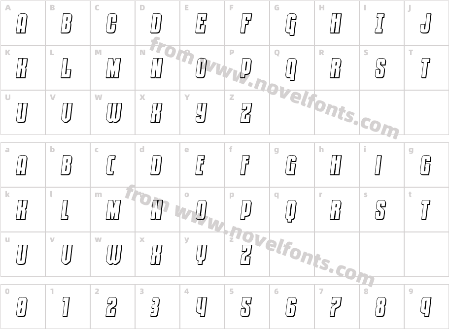 Special Agent 3D Semi ItalicCharacter Map