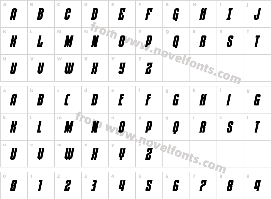 Special Agent ItalicCharacter Map