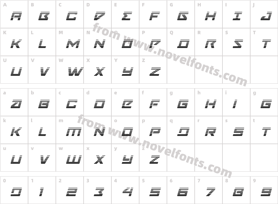 Navy Cadet Gradient ItalicCharacter Map