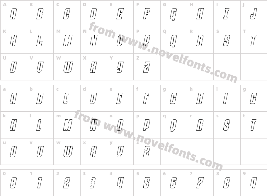 Special Agent Outline ItalicCharacter Map