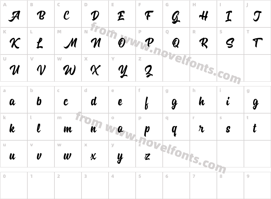 Specta Retro Script FreeCharacter Map