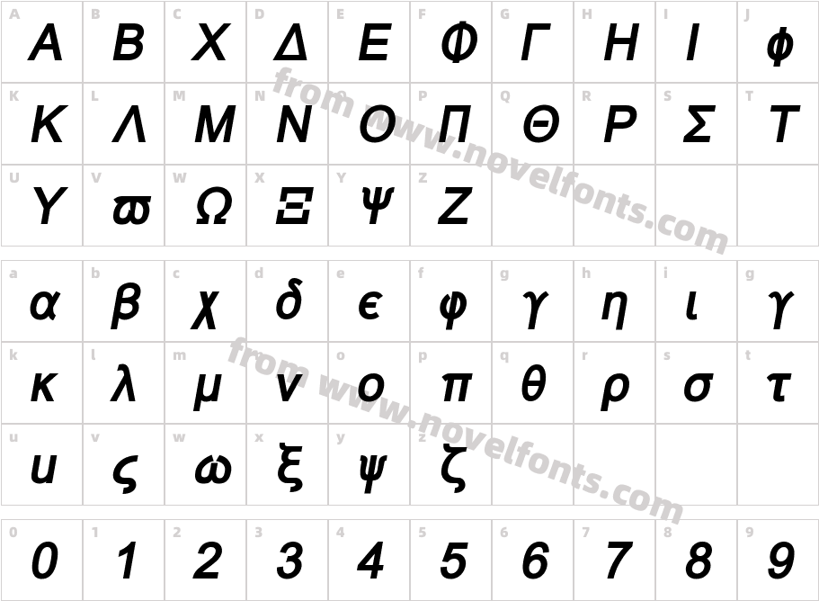 Naxos Bold ItalicCharacter Map