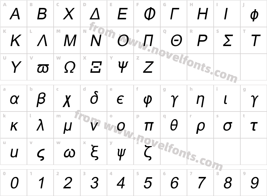 Naxos ItalicCharacter Map