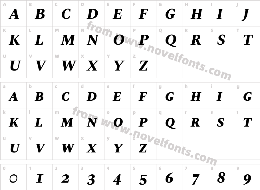 Spectral SC Extra Bold ItalicCharacter Map