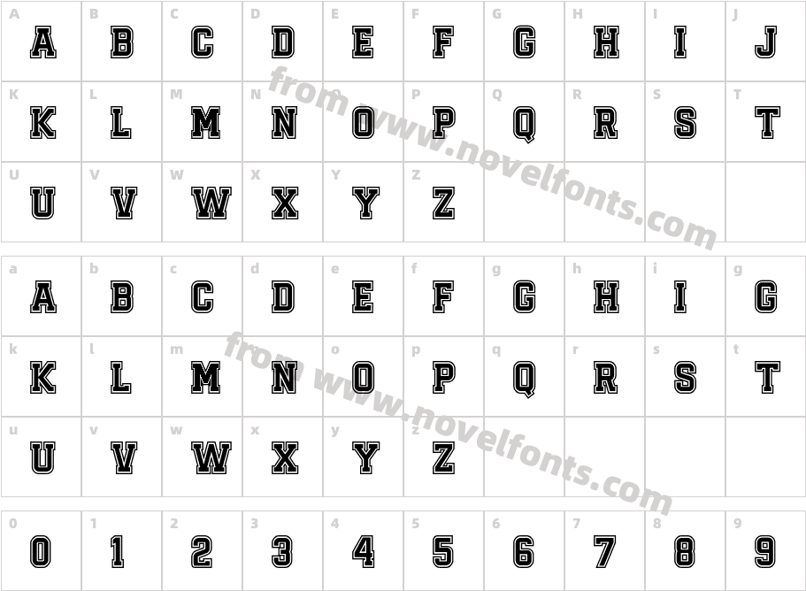 Sporting OutlineCharacter Map