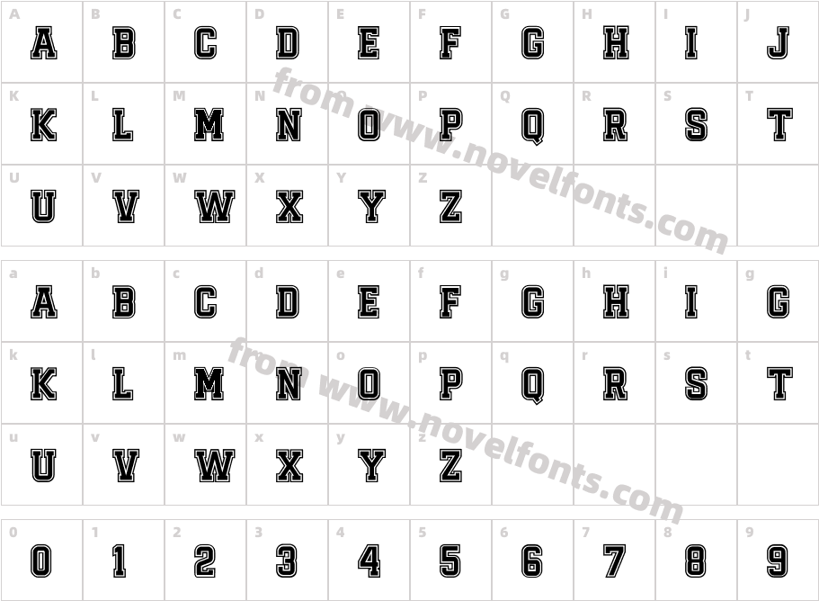 Sporting OutlineCharacter Map