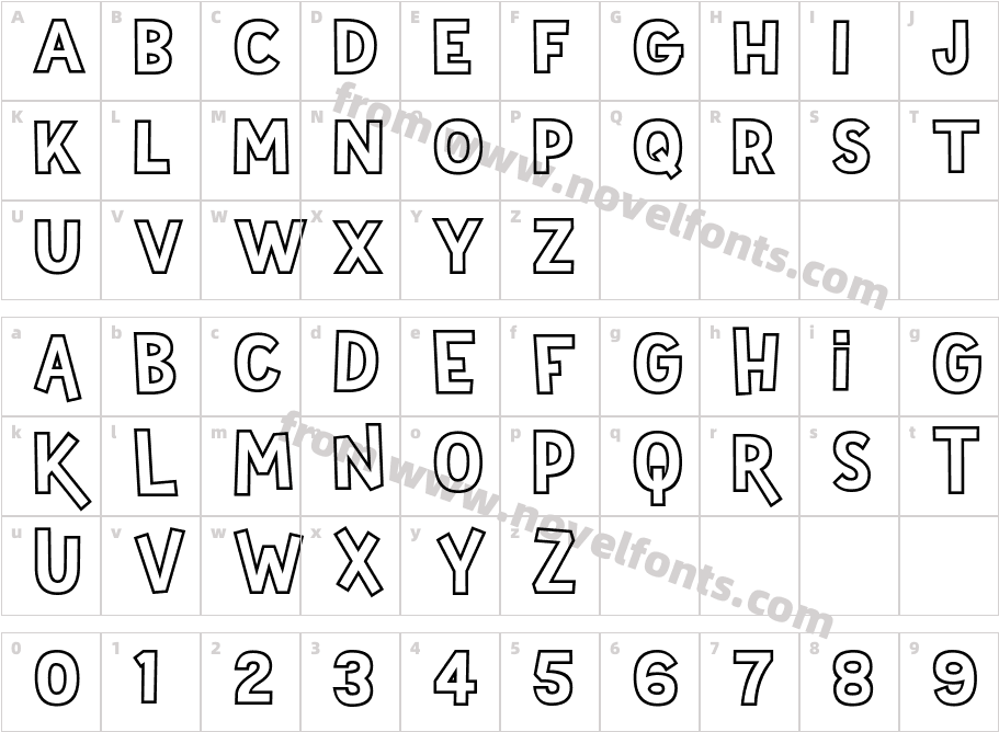 Sportsball Sans HollowCharacter Map
