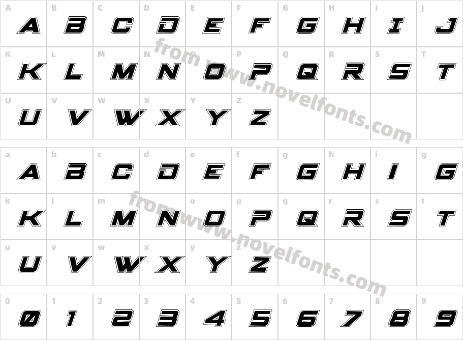 Spy Agency Academy ItalicCharacter Map
