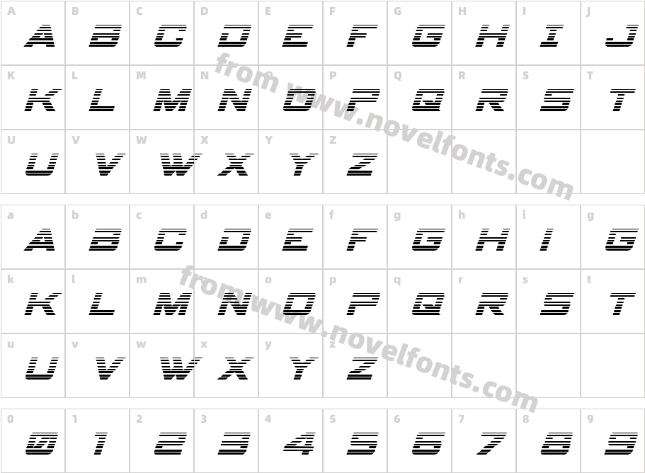 Spy Agency Gradient ItalicCharacter Map