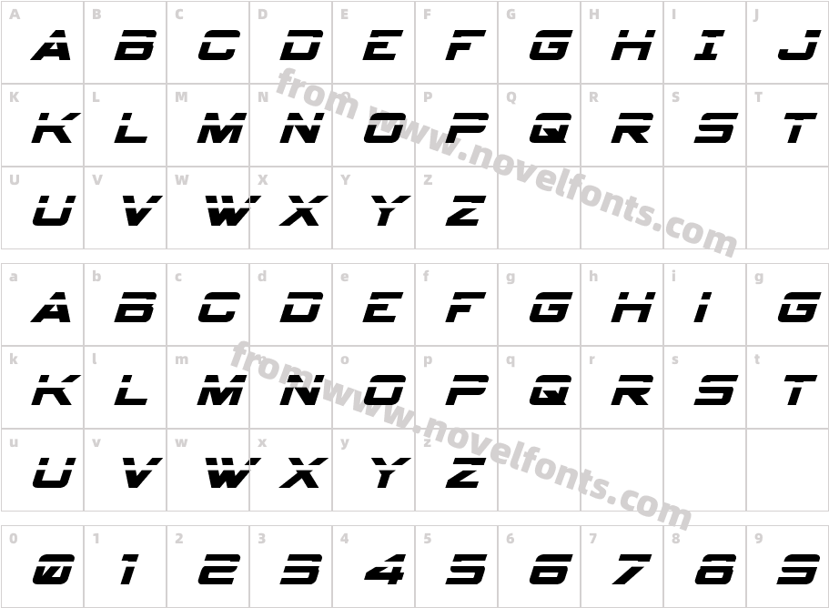 Spy Agency Laser ItalicCharacter Map