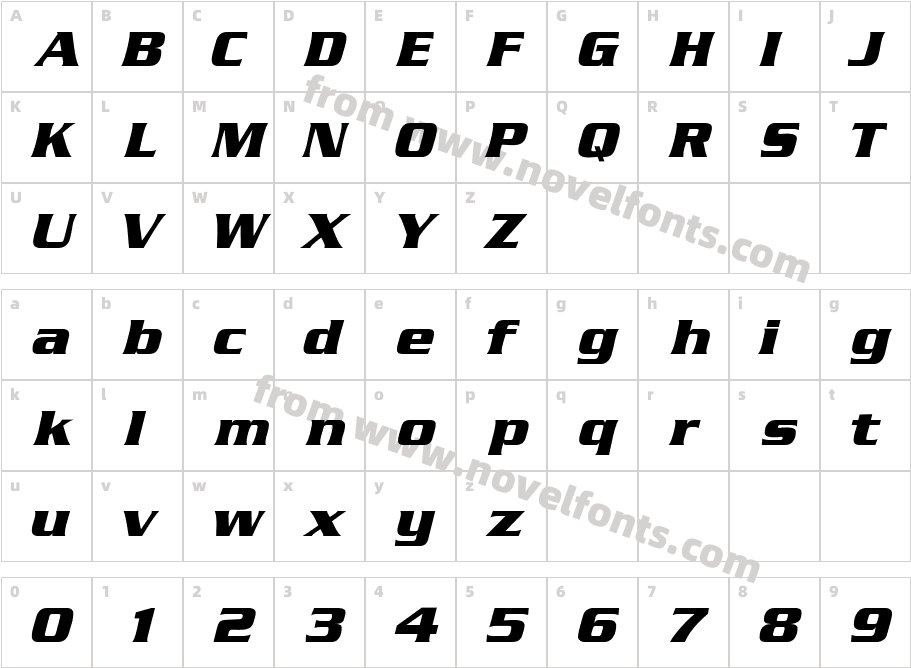 Squared Bold ItalicCharacter Map
