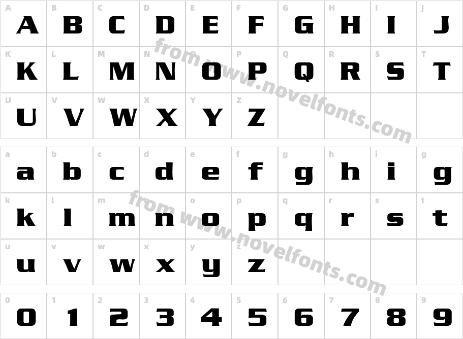 Squared BoldCharacter Map