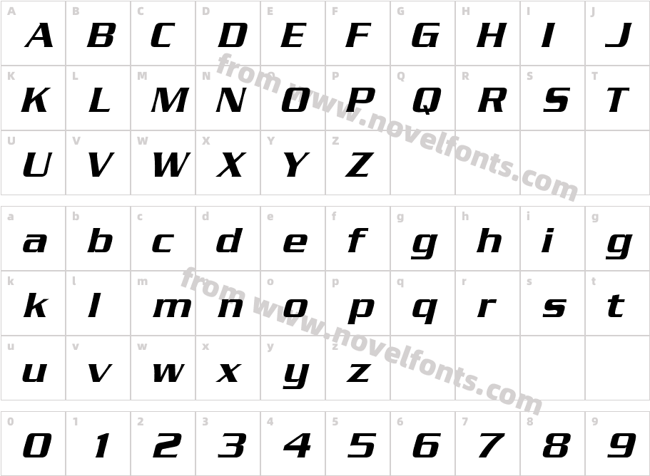 Squared ItalicCharacter Map