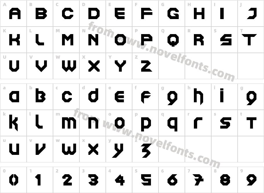 Squaredron RegularCharacter Map