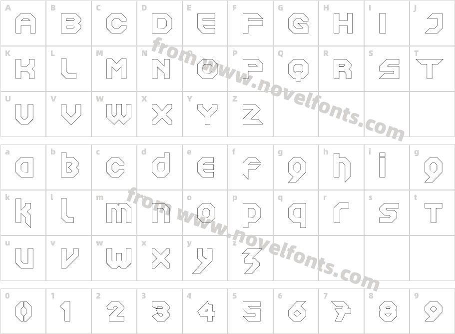 SquaredronOUT RegularCharacter Map