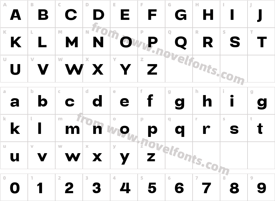 Sraben Grotesk BlackCharacter Map