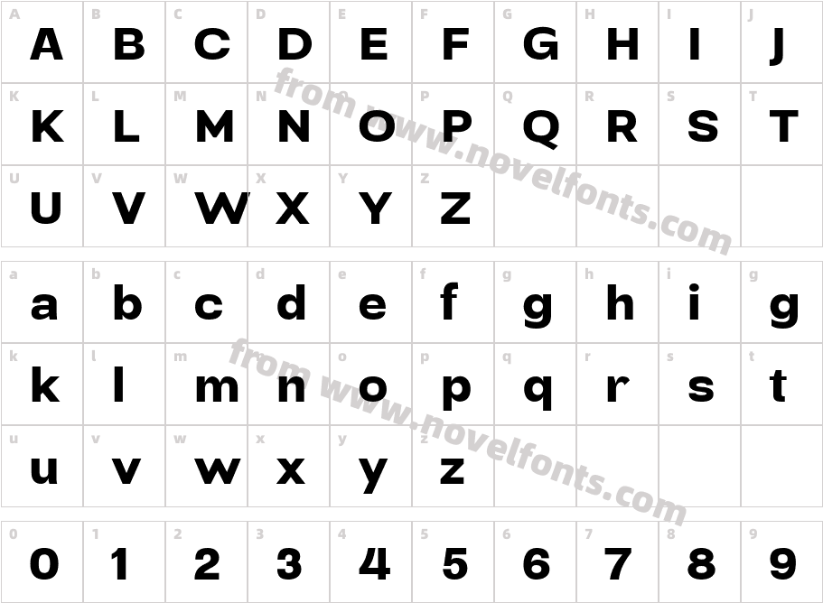 Sraben Grotesk BlackCharacter Map