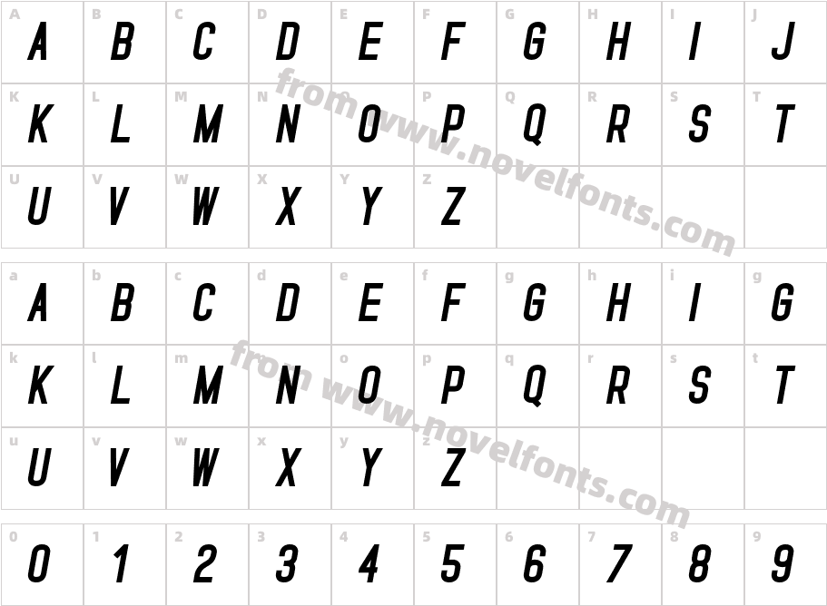 Standaris Bold ItalicCharacter Map