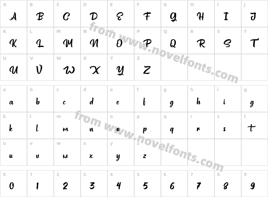 Standgrow Free Personal Use ScriptCharacter Map