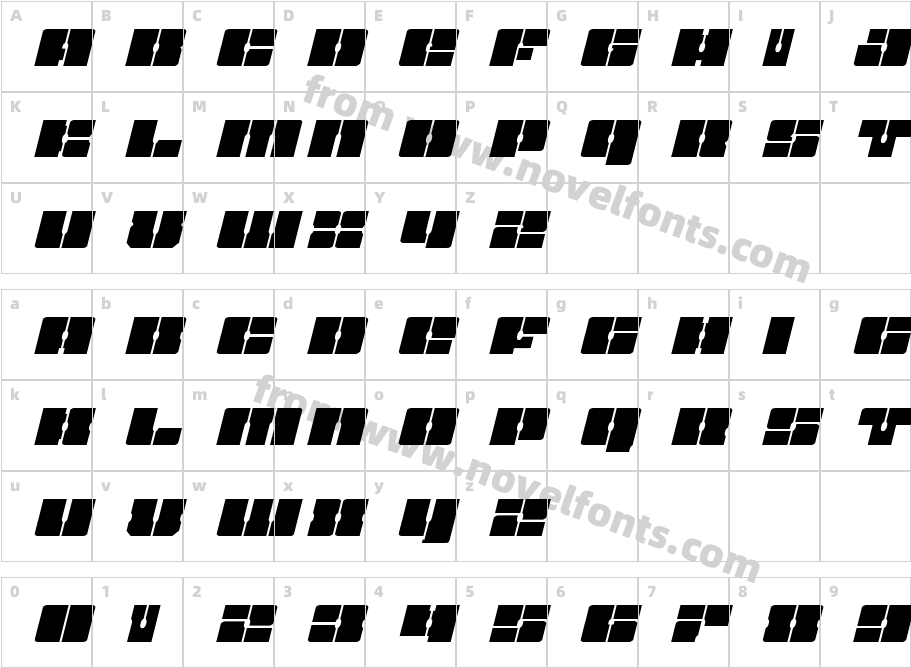 Star Nursery Expanded ItalicCharacter Map