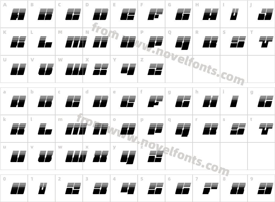 Star Nursery Halftone ItalicCharacter Map