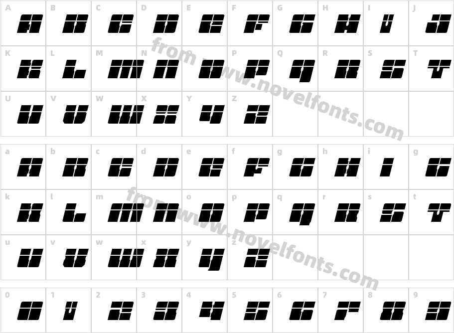 Star Nursery Laser ItalicCharacter Map