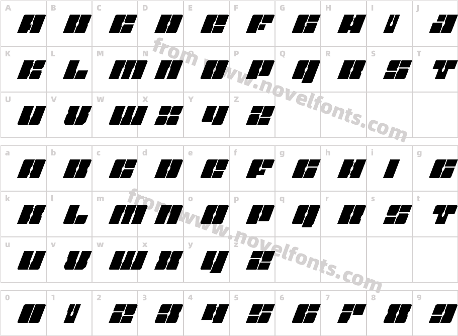 Star Nursery Super ItalicCharacter Map