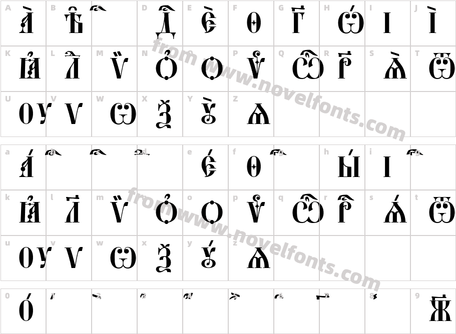 Staro Uspenskaya Caps Ucs Spaced OutCharacter Map