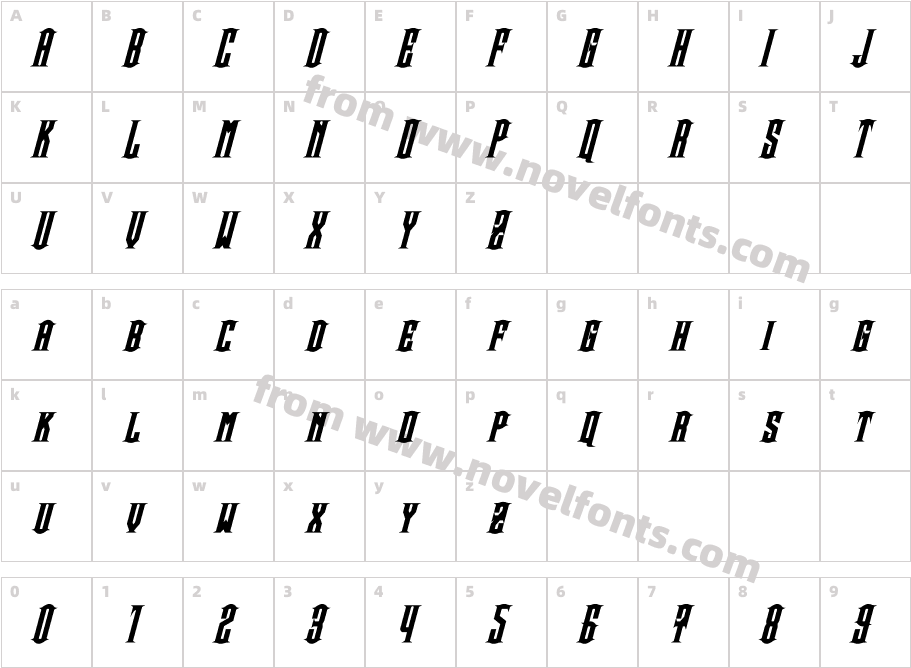 Steamwreck Bold ItalicCharacter Map