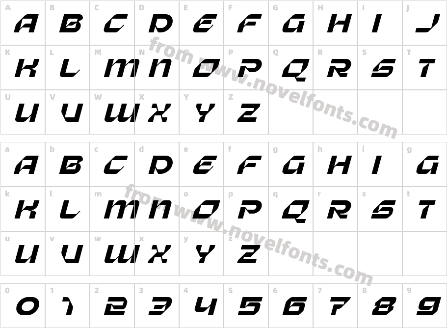 Sterion ItalicCharacter Map