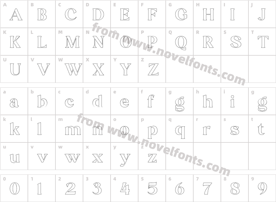 Stiepa Serif Outline RegularCharacter Map