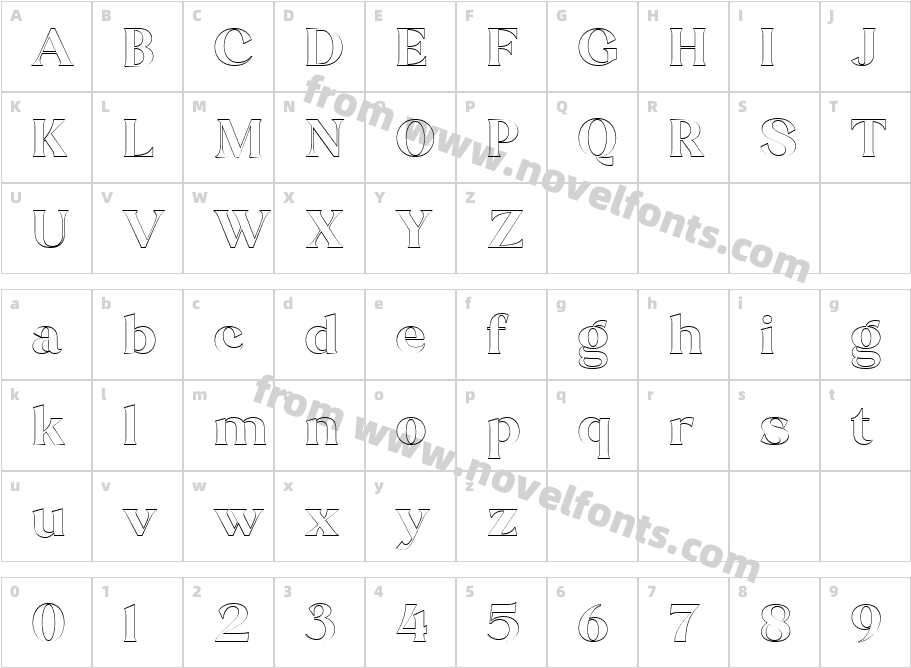 Stiepa Serif Outline RegularCharacter Map