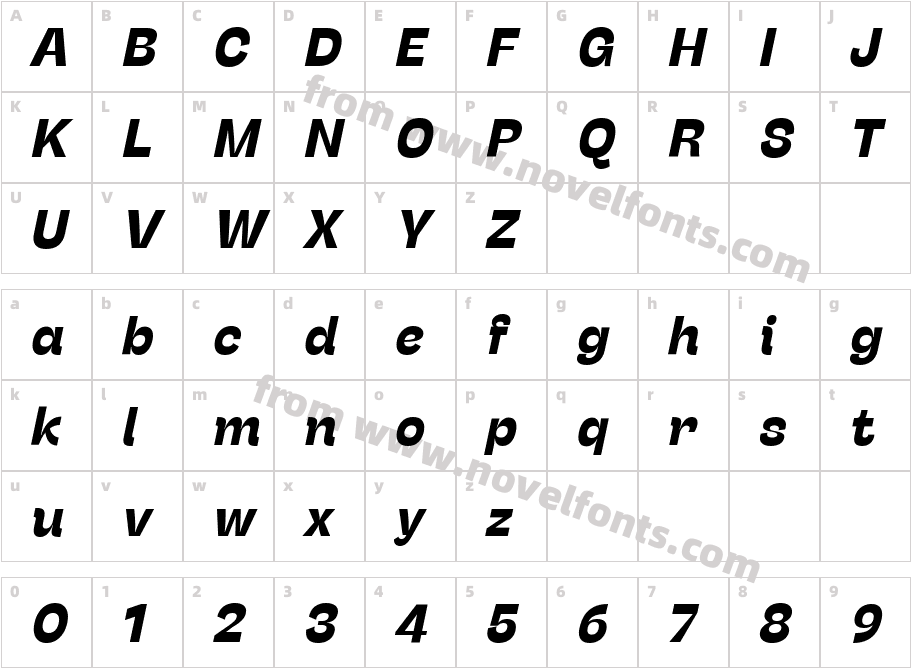 Stinger Bold ItalicCharacter Map