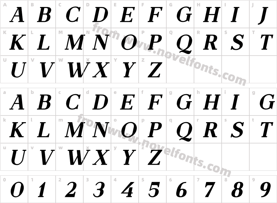 Stinker Bold SlantCharacter Map