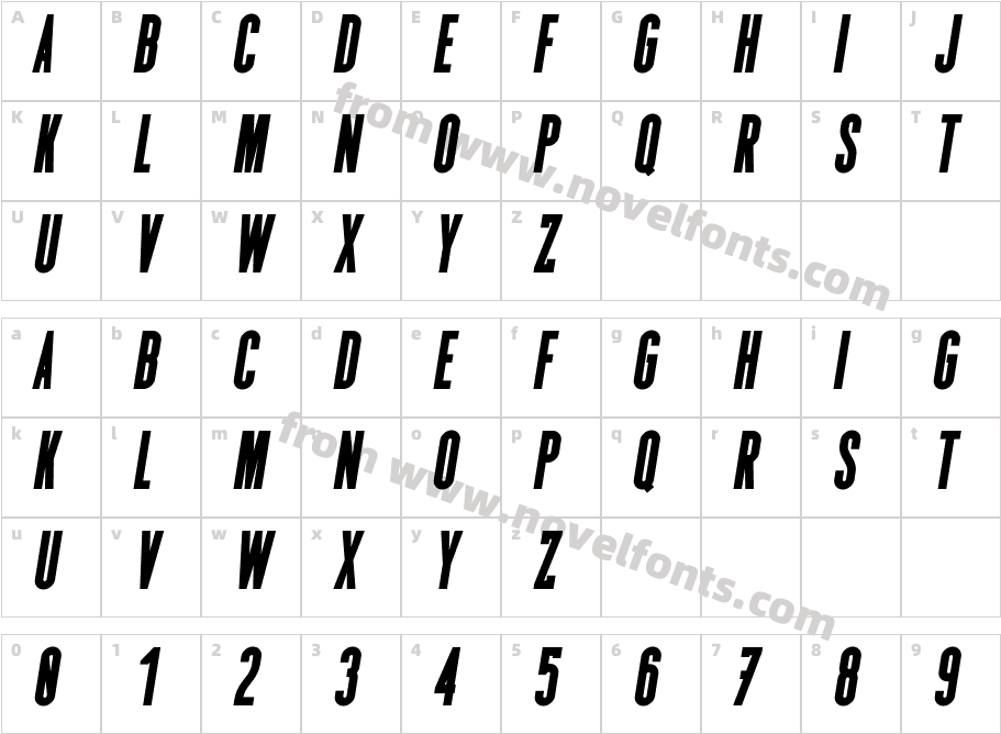 Stockbridge Heavy ObliqueCharacter Map