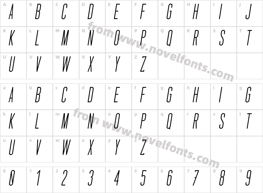 Stockbridge Regular ObliqueCharacter Map