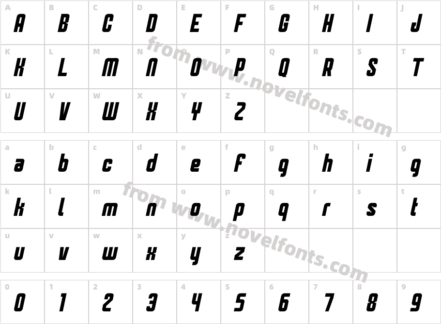 Stockholem ItalicCharacter Map