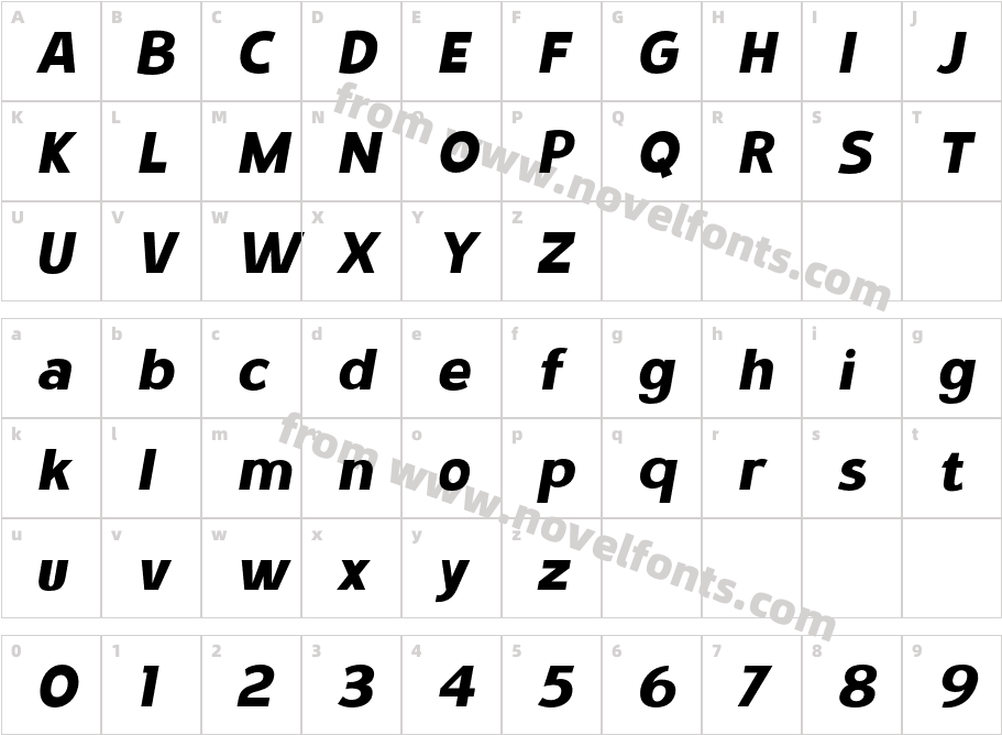 Stovia Black ItalicCharacter Map