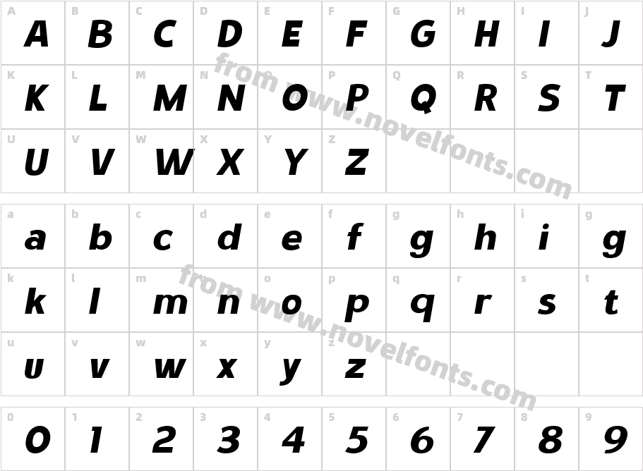 Stovia Black ItalicCharacter Map