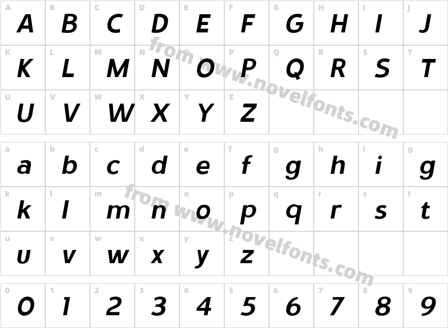 Stovia Bold ItalicCharacter Map