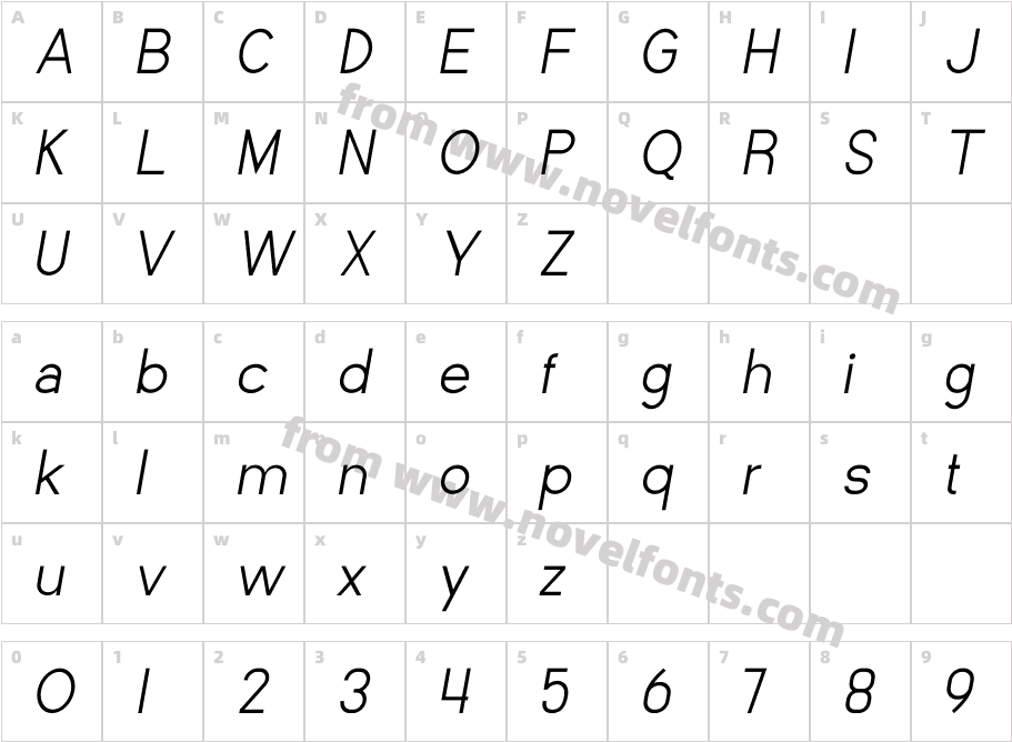 Strange Cool Thin ItalicCharacter Map